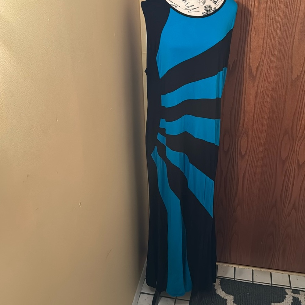 Black and turquoise plus size maxi dress